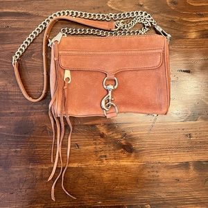 Rebecca Minkoff Classis M.A.C. clutch crossbody in tan suede